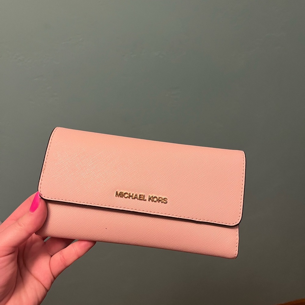 Michael Kors blush trifold wallet